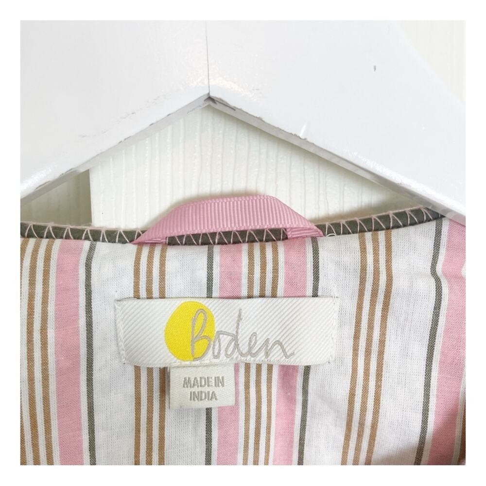 Boden Striped Embroidered Quilted Jacket Beaded Pink Crop Length Sz XS - Picture 11 of 13